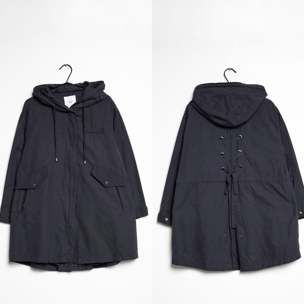NWT Mango • Navy corset back parka size small
